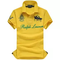 t-shirt hommes polo ralph lauren sport cotton 2013 high collar race iv 2 yellow